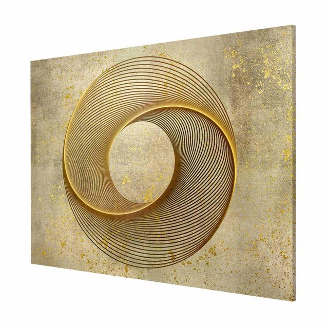 Magnetic memo board - Line Art Circling Spirale Gold