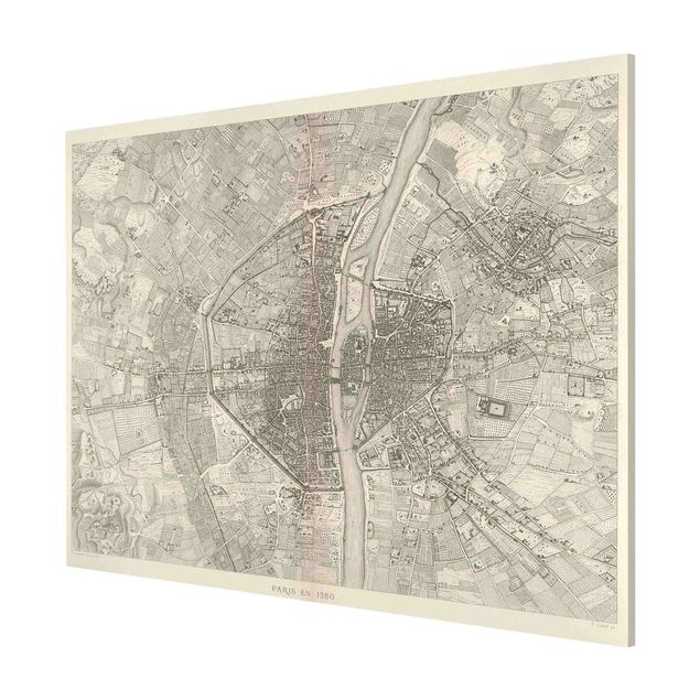 Magnetic memo board - Vintage Map Paris