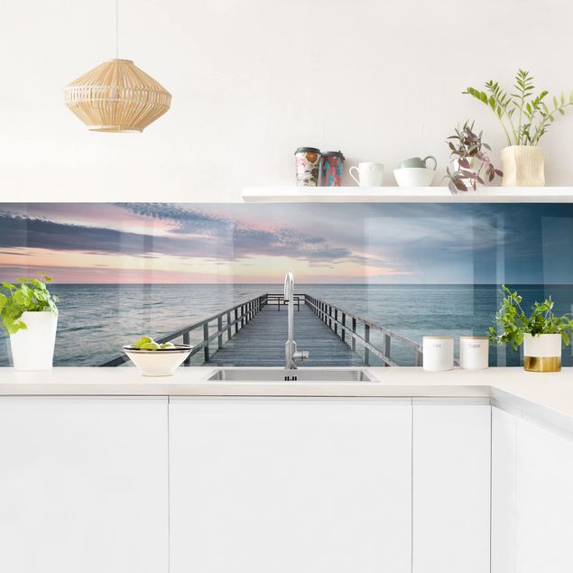 Kitchen splashback beach Landing Bridge Boardwalk