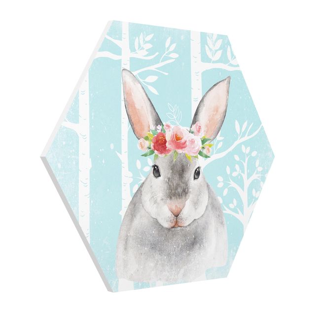 Hexagon Picture Forex - Watercolor Rabbit Turquoise