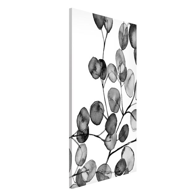 Magnetic memo board - Black And White Eucalyptus Twig Watercolour