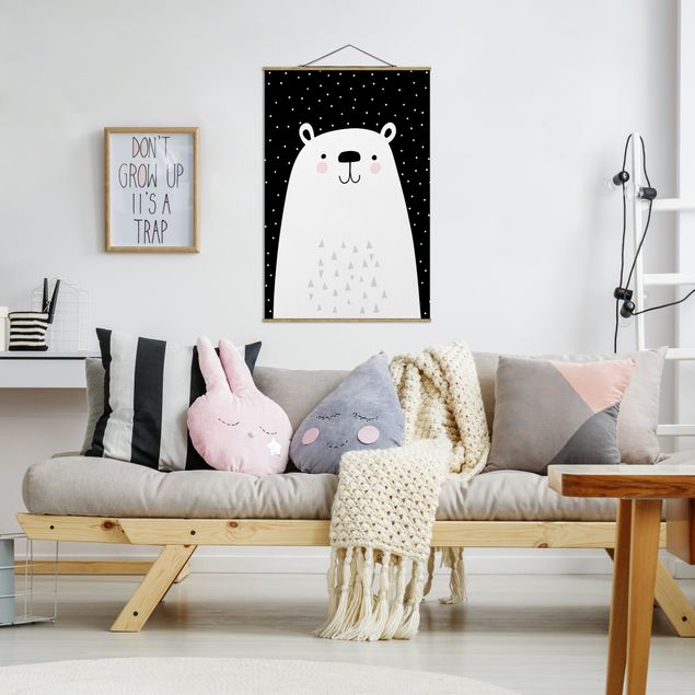 Fabric print with poster hangers - Zoo With Patterns - Polar Bear