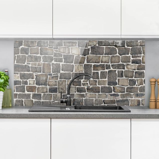 Glass splashback patterns Quarry Stone Wallpaper Natural Stone Wall
