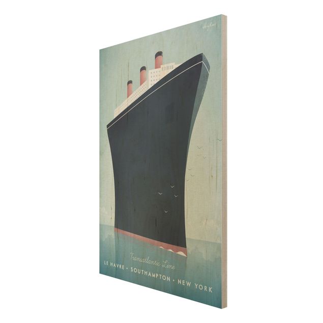 Print on wood - Travel Poster - Cruise Ship
