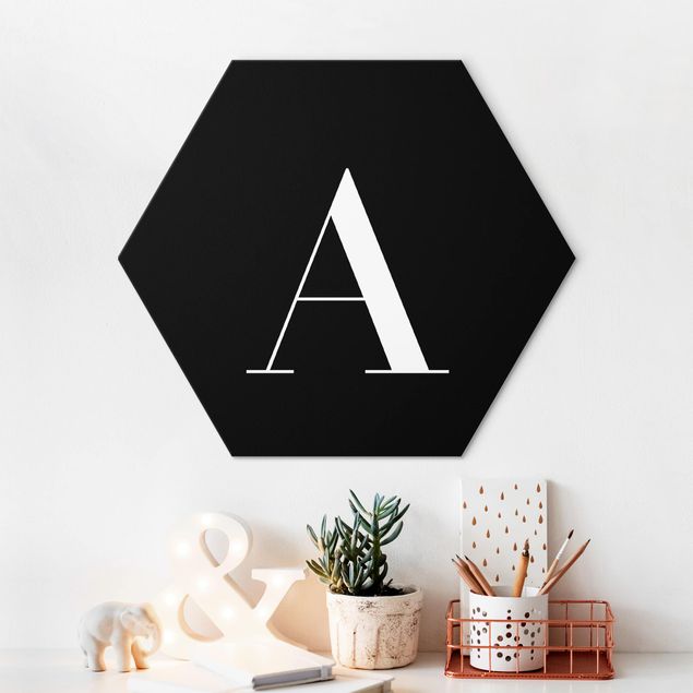 Alu-Dibond hexagon - Letter Serif Black A
