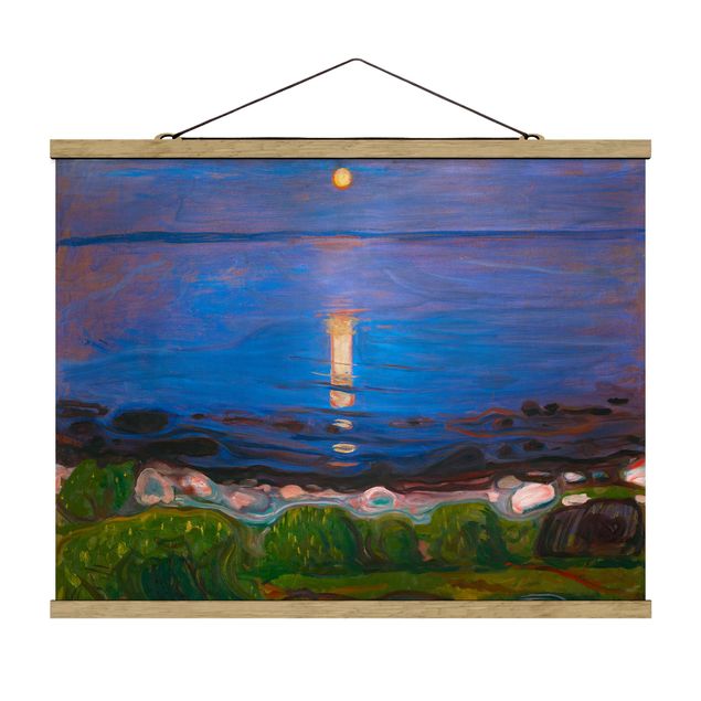 Fabric print with poster hangers - Edvard Munch - Summer Night By The Beach