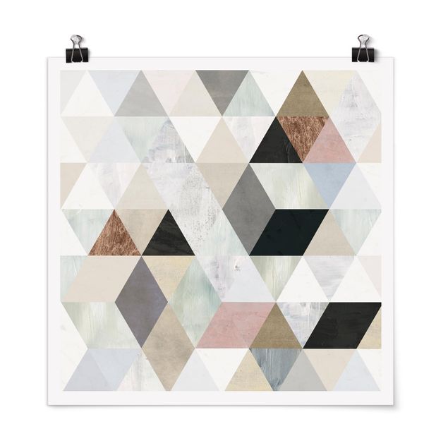 Poster - Watercolour Mosaic With Triangles I