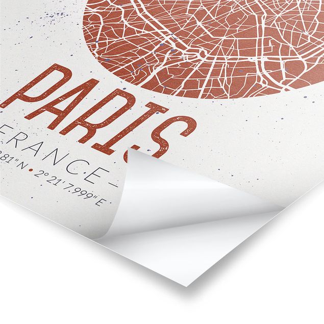 Poster city, country & world maps - City Map Paris - Retro