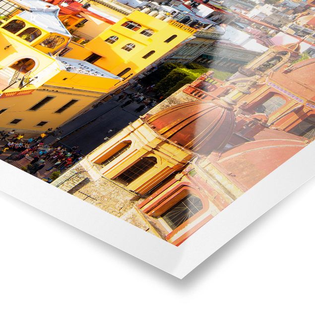 Poster architecture & skyline - Colourful Houses Guanajuato