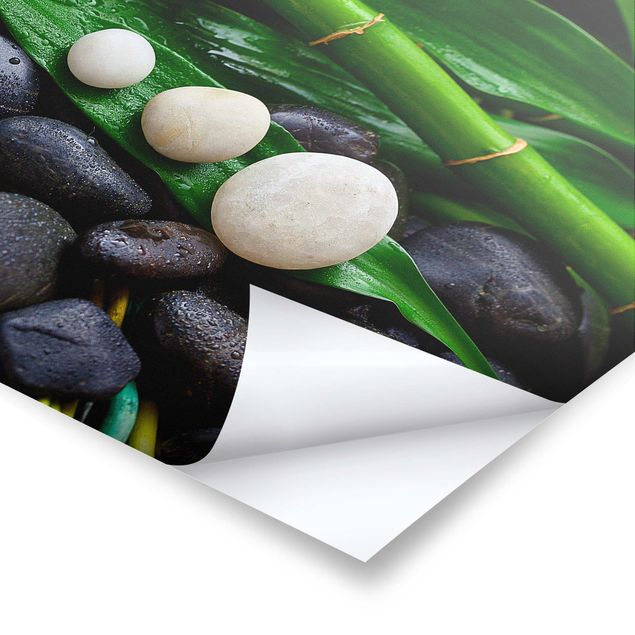 Poster - Green Bamboo With Zen Stones