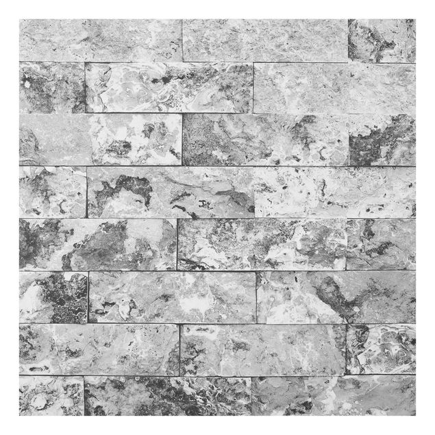Glass Splashback - Stone Wall Natural Marble Grey - Square 1:1