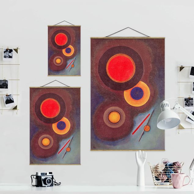 Fabric print with poster hangers - Wassily Kandinsky - Circles And Lines