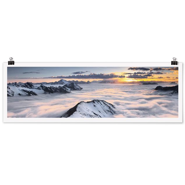 Panoramic poster nature & landscape - View Of Clouds And Mountains