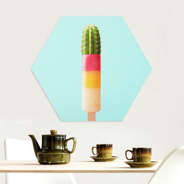 Alu-Dibond hexagon - Popsicle With Cactus