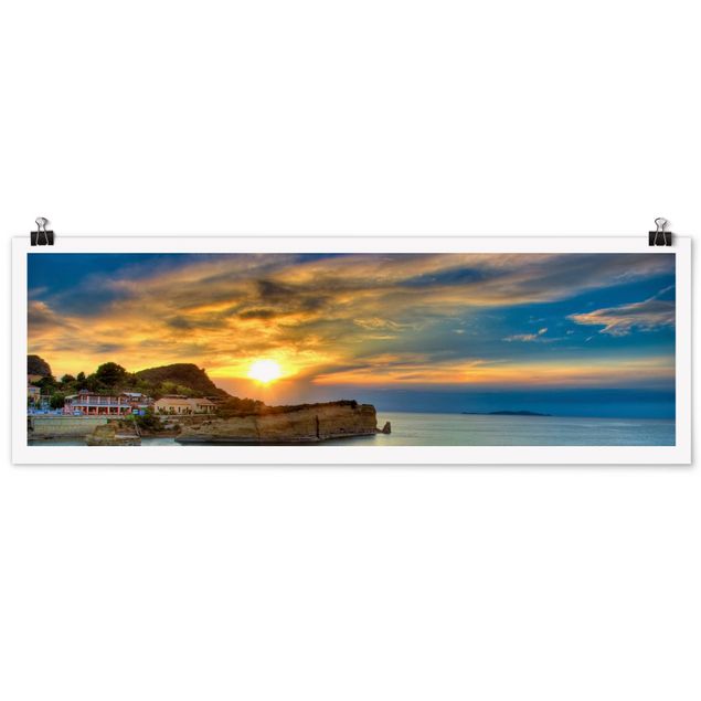 Panoramic poster beach - Sunset Over Corfu