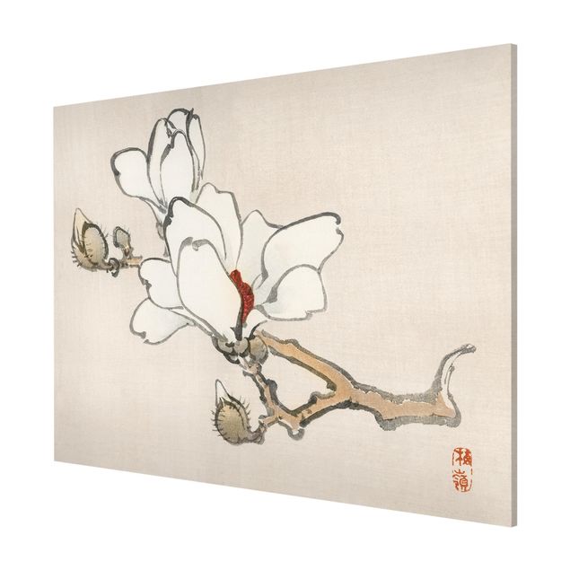 Magnetic memo board - Asian Vintage Drawing White Magnolia