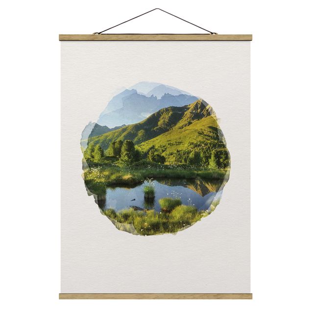 Fabric print with poster hangers - WaterColours - View From Deerbichl The Defereggental