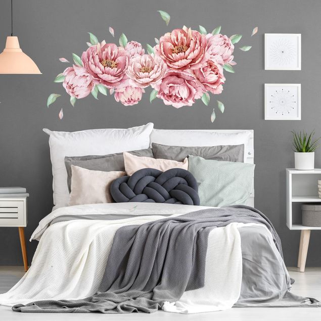 Floral wall stickers Peony Set Rosé