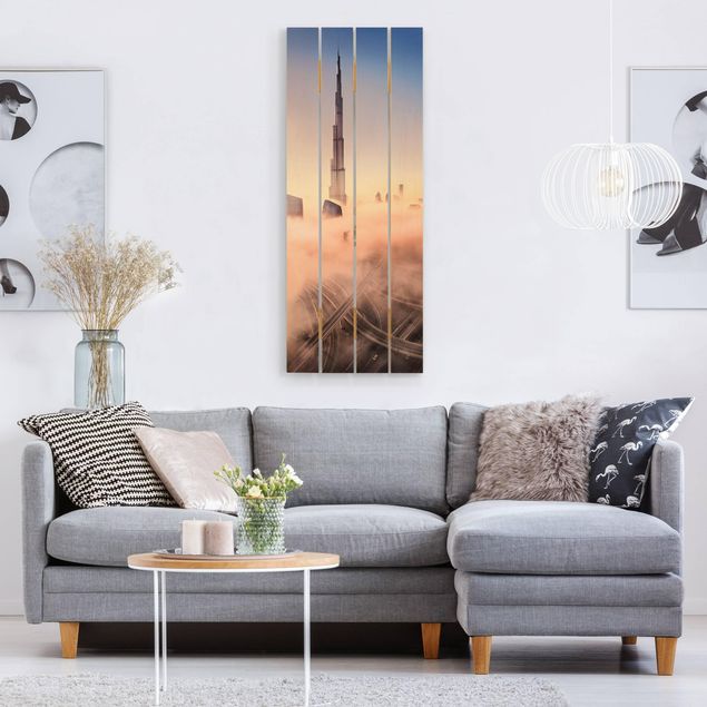 Print on wood - Heavenly Dubai Skyline