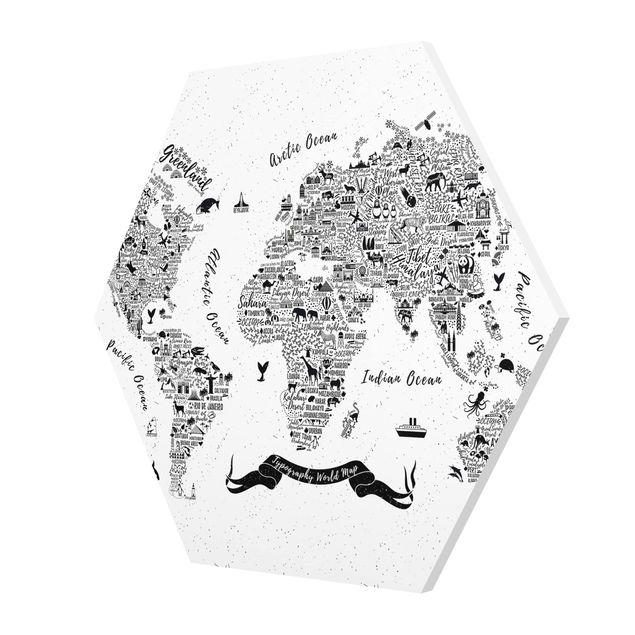 Forex hexagon - Typography World Map White