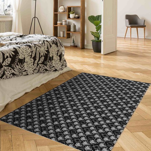 rug tile pattern Glitter Look With Art Deko Pattern On Black