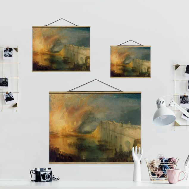 Fabric print with poster hangers - William Turner - The Burning Of The Houses Of Lords And Commons