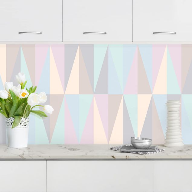 Kitchen splashback patterns Triangles In Pastel Colours