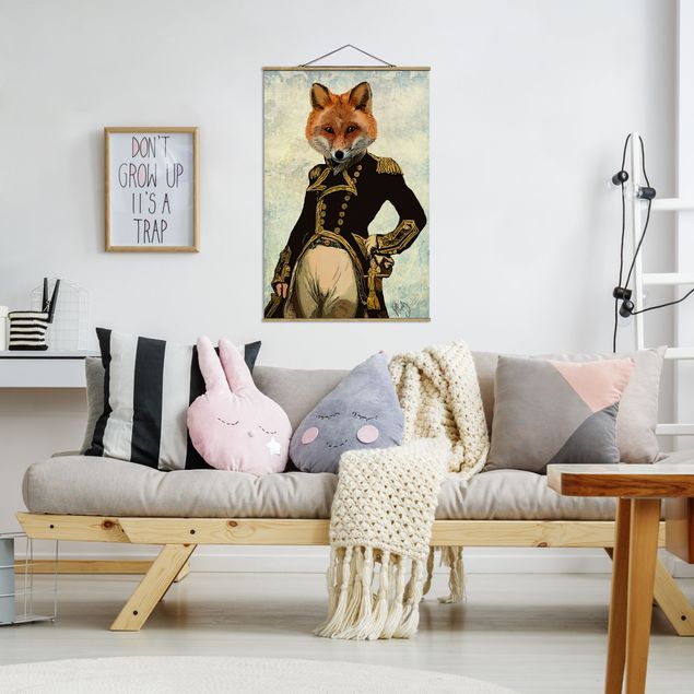 Fabric print with poster hangers - Animal Portrait - Fox Admiral