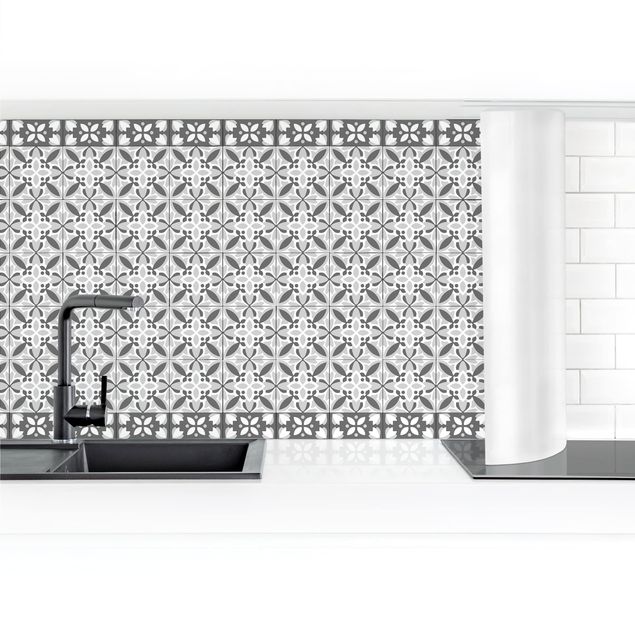 Kitchen wall cladding - Geometrical Tile Mix Blossom Grey
