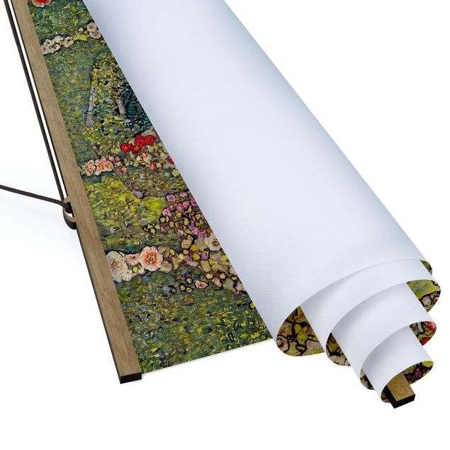 Fabric print with poster hangers - Gustav Klimt - Garden Path with Hens