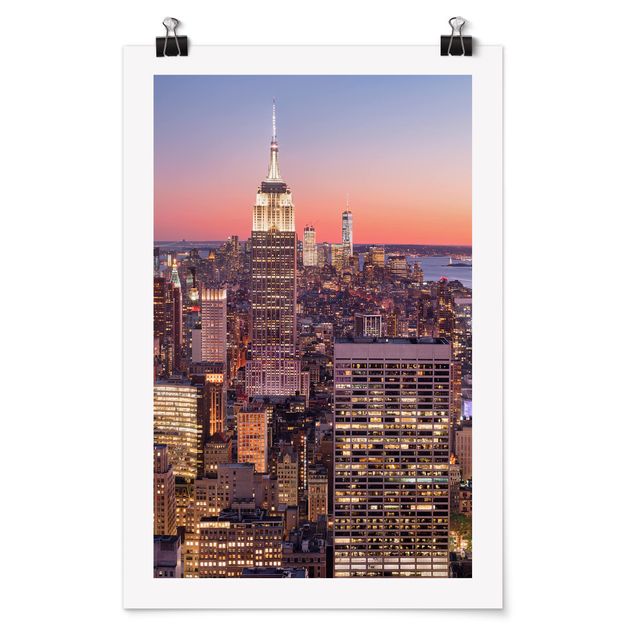 Poster architecture & skyline - Sunset Manhattan New York City