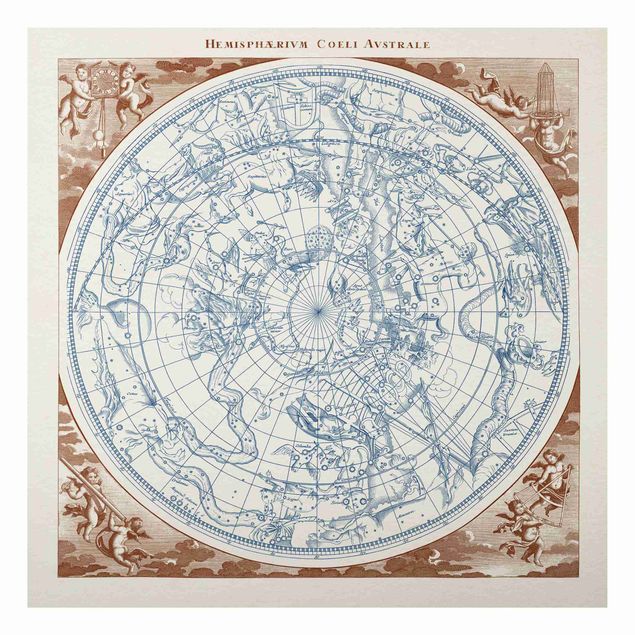 Print on aluminium - Vintage Star Map Southern Hemissphere