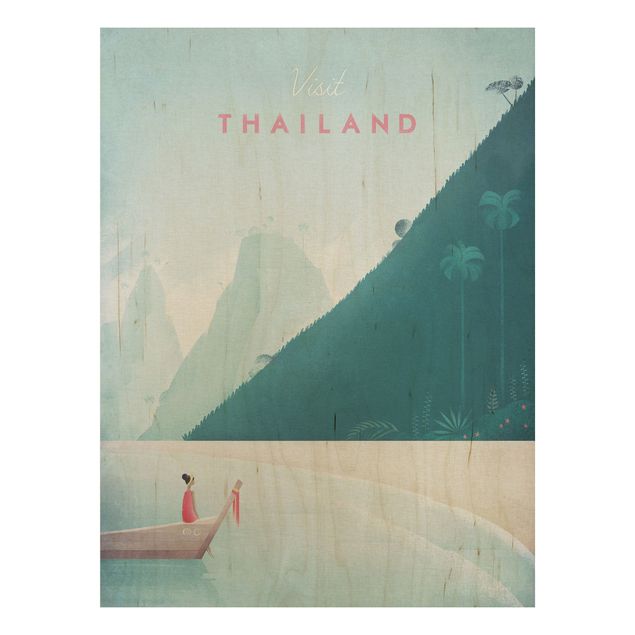 Print on wood - Travel Poster - Thailand