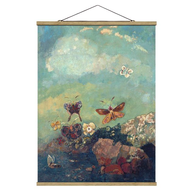 Fabric print with poster hangers - Odilon Redon - Butterflies