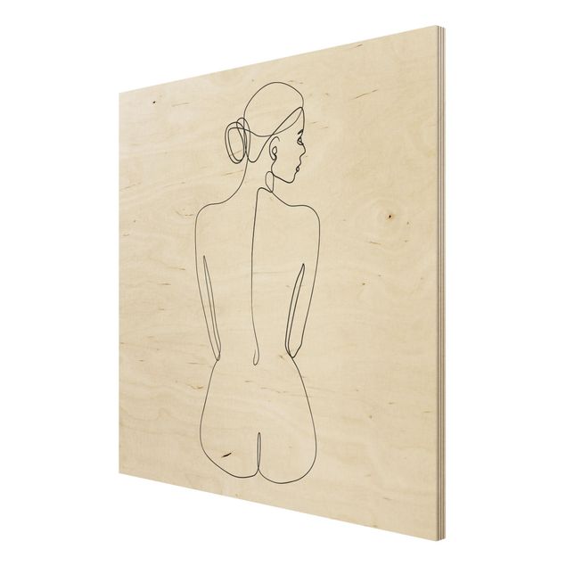 Print on wood - Line Art Nudes Back Black And White