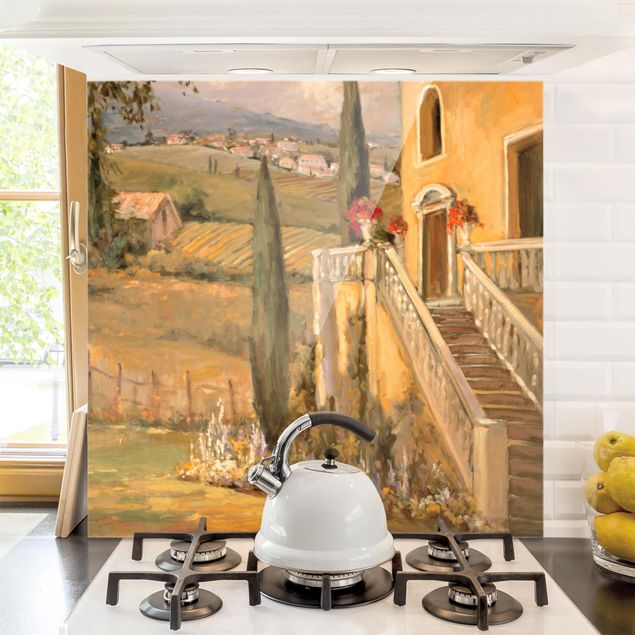 Glass splashback kitchen architecture and skylines Italian Countryside - Porch