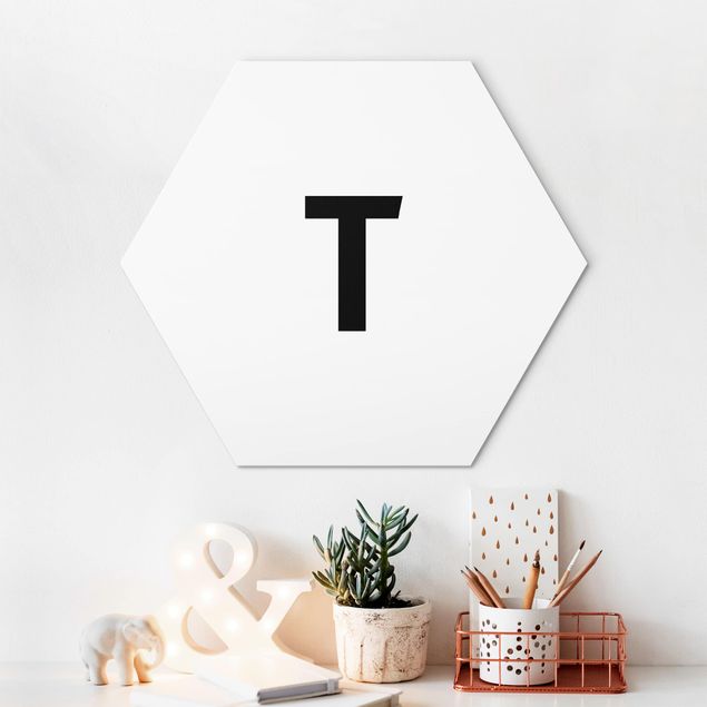 Alu-Dibond hexagon - Letter White T