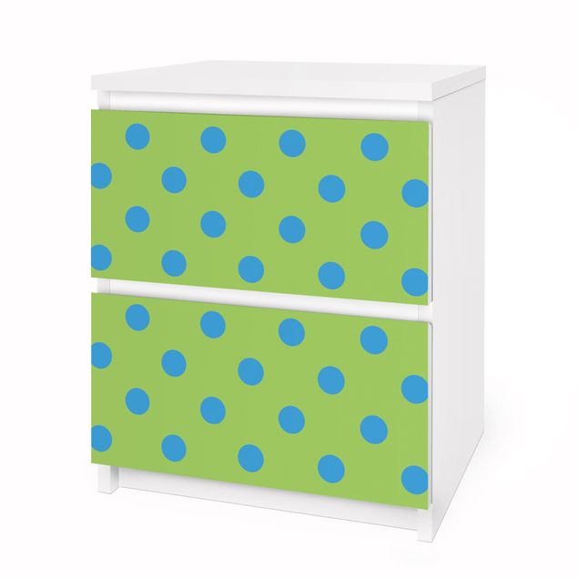 Adhesive film for furniture IKEA - Malm chest of 2x drawers - No.DS92 Dot Design Girly Green