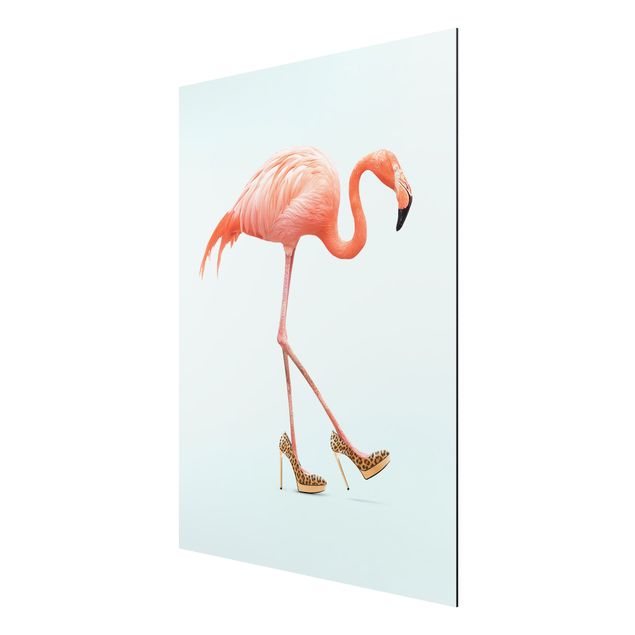 Print on aluminium - Flamingo With High Heels