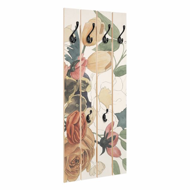 Coat rack - Drawing Flower Bouquet In Red And Sepia II