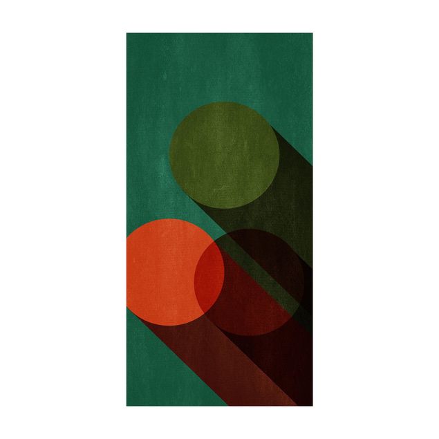 abstract area rug Abstract Shapes - Circles In Green And Red