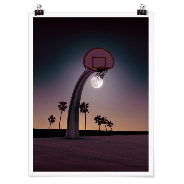 Poster - Basketball With Moon