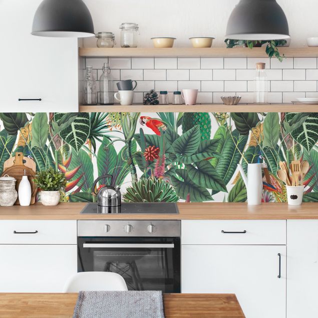 Kitchen splashbacks Colourful Tropical Rainforest Pattern