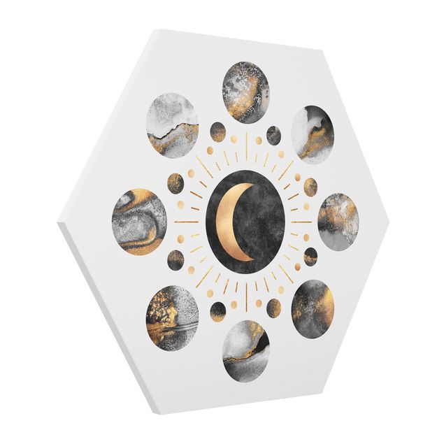 Forex hexagon - Moon Phases Abstract Gold