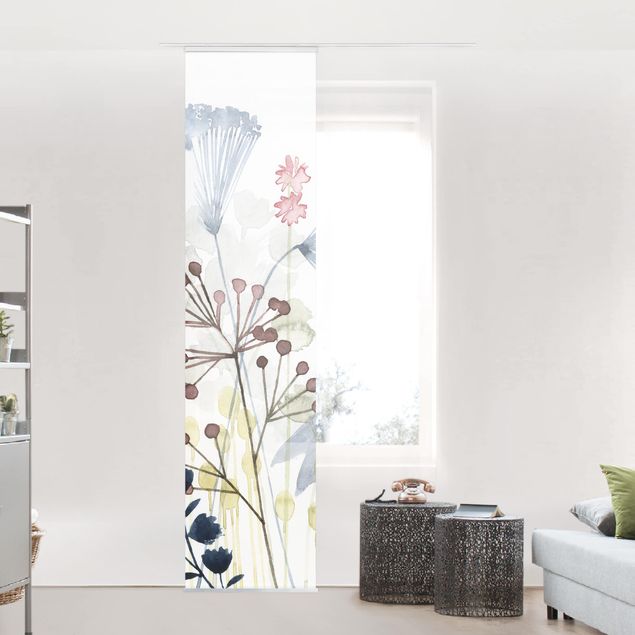 Sliding panel curtains set - Wildflower Watercolour I