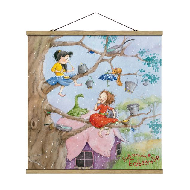Fabric print with poster hangers - Little Strawberry Strawberry Fairy - It's Raining