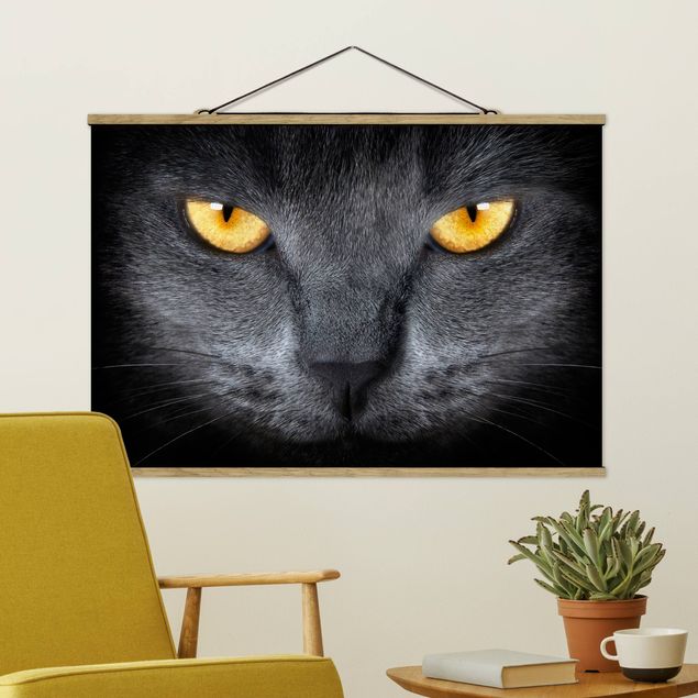 Fabric print with poster hangers - Cat's Gaze