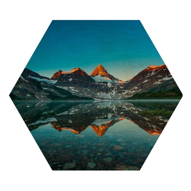 Wooden hexagon - Mountain Landscape At Lake Magog In Canada