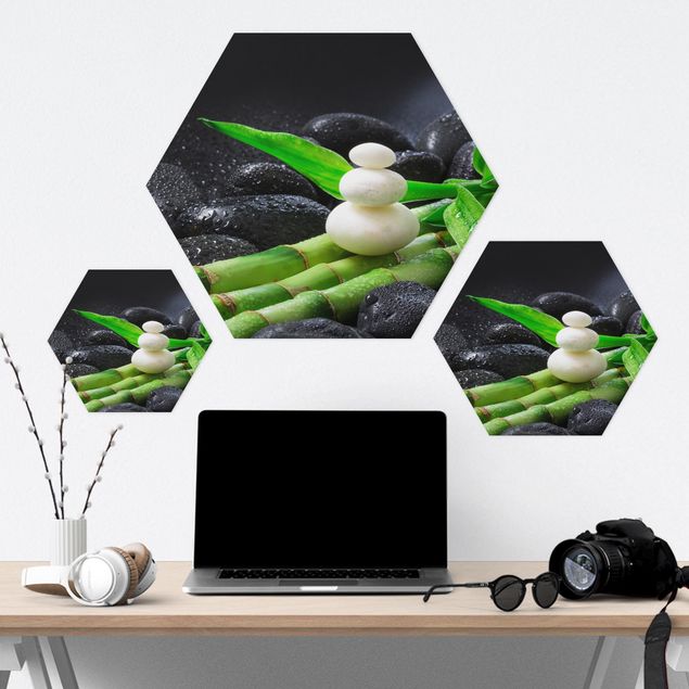 Hexagon Picture Forex - White Stones On Bamboo