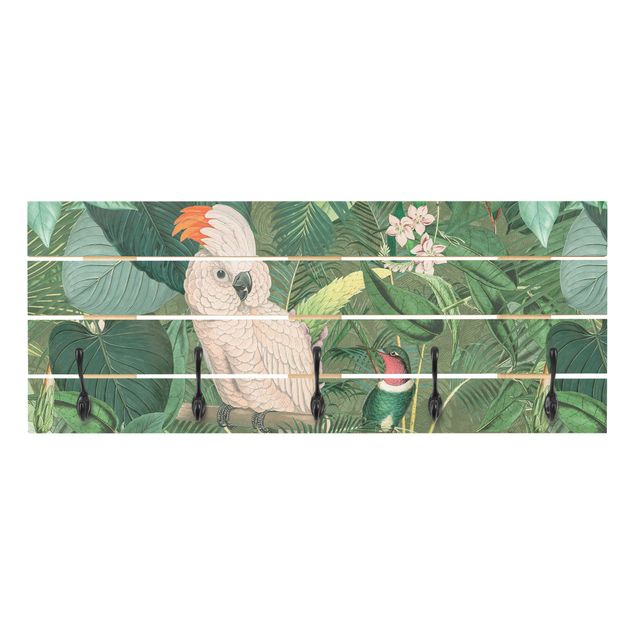 Coat rack - Vintage Collage - Kakadu And Hummingbird